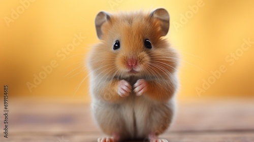 A baby hamster stuffing its cheeks, its eyes bulging with curiosity.