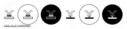 Irrigation sprinkler sprayer icon. sprinkling water hose pipe for gardening lawn symbol vector illustration logo 