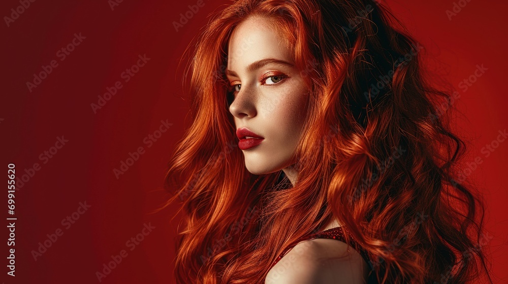 Obraz premium Beauty girl with long and shiny wavy Hair ,coloring and toning, shatush and balayash . Beautiful woman model with curly hairstyle