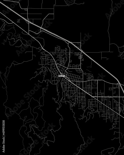 Ashland Oregon Map, Detailed Dark Map of Ashland Oregon