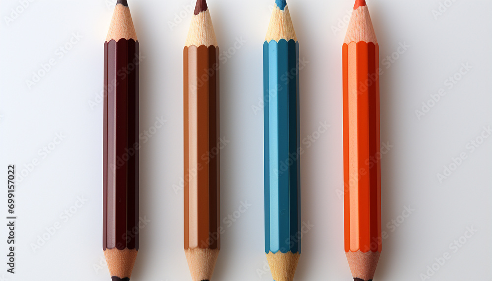 A vibrant collection of colorful pencils on a wooden table generated by AI A vibrant collection of colorful pencils on a wooden table generated by AI