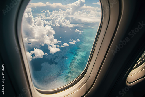A Clear Aerial Shot of Coastal Beauty from a Plane Window