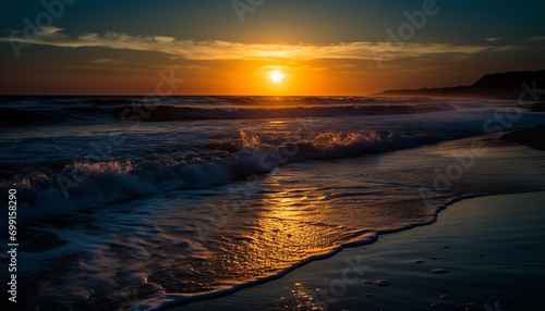 Wallpaper Mural Sunset over the tranquil water, nature beauty in golden twilight generated by AI Torontodigital.ca