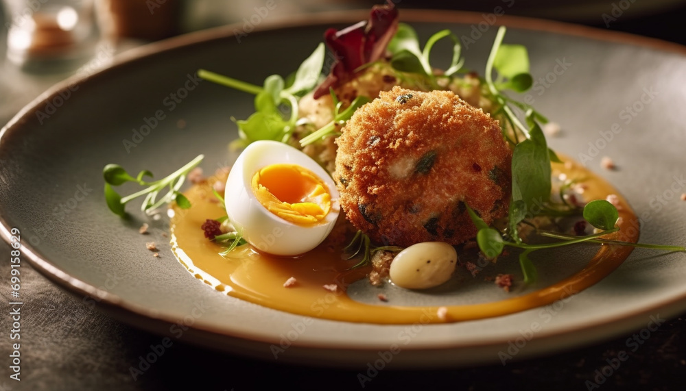 Freshness and healthy eating on a plate of gourmet vegetarian food generated by AI Freshness and healthy eating on a plate of gourmet vegetarian food generated by AI