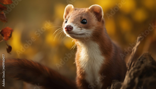 Cute mammal sitting in the forest, looking at the camera generated by AI