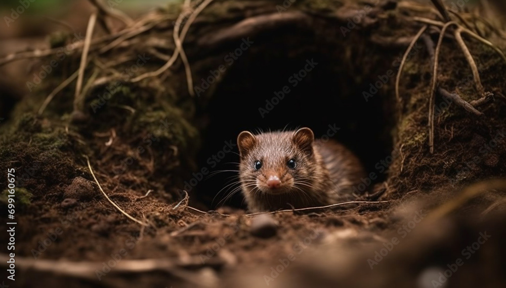 Cute mammal in nature, small rodent with furry whiskers generated by AI Cute mammal in nature, small rodent with furry whiskers generated by AI