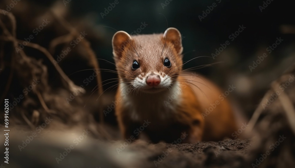 Cute small mammal, furry and fluffy, looking at camera playfully generated by AI Cute small mammal, furry and fluffy, looking at camera playfully generated by AI