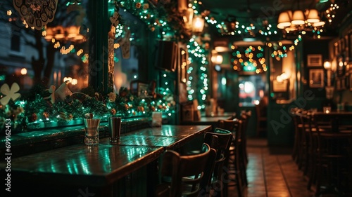 Luck of the Irish: Cozy Pub with Shamrocks and Green Lights © Kristian