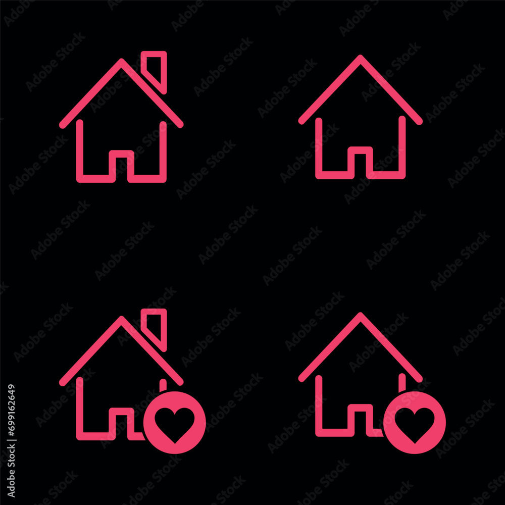 House set icon, collection home sign, real estate, houses in flat style in line and outline design - vector House set icon, collection home sign, real estate, houses in flat style in line and outline design - vector