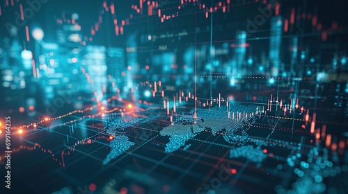 Fototapeta Naklejka Na Ścianę i Meble -  Global economy stock market finance chart business exchange investment data on growth financial graph world map 