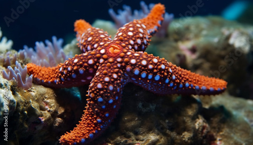 Underwater animal nature, reef starfish fish sea life water scuba diving generated by AI © Stockgiu