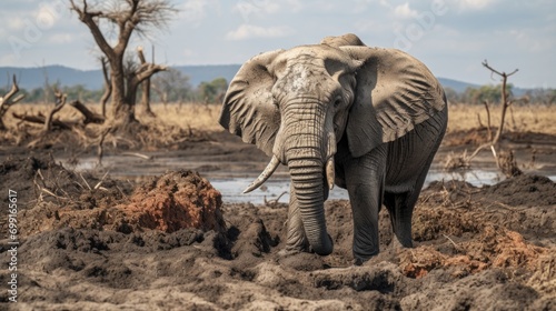 distressed elephant in a shrinking habitat due to human encroachment generative ai