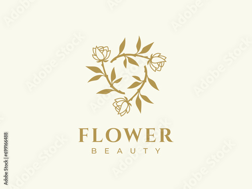 rose flower logo vector icon illustration, logo template
