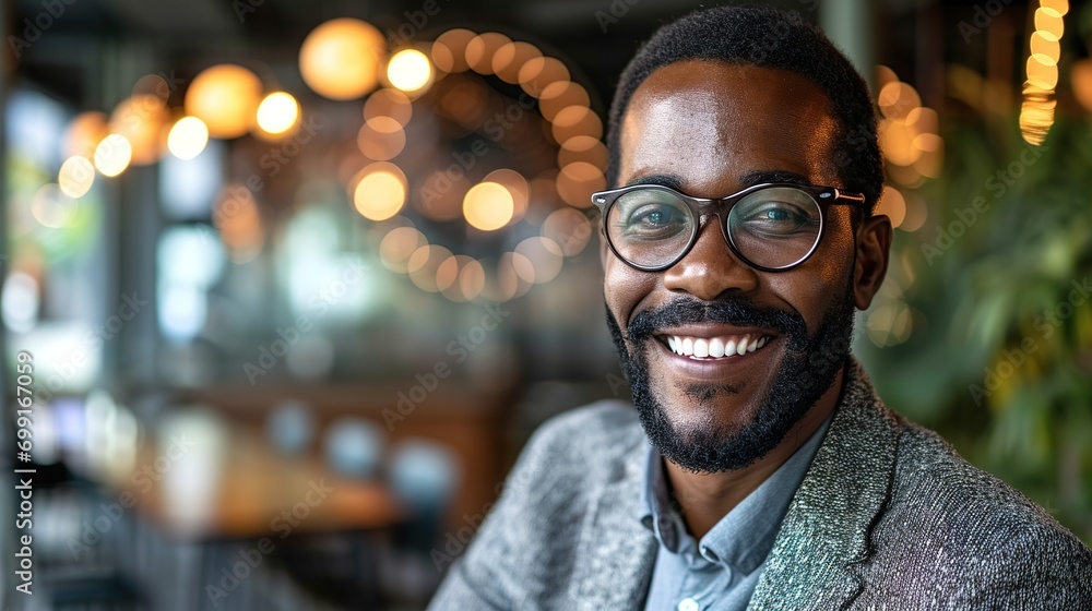 Obraz premium successful smiling cheerful african american businessman executive stylish company leader