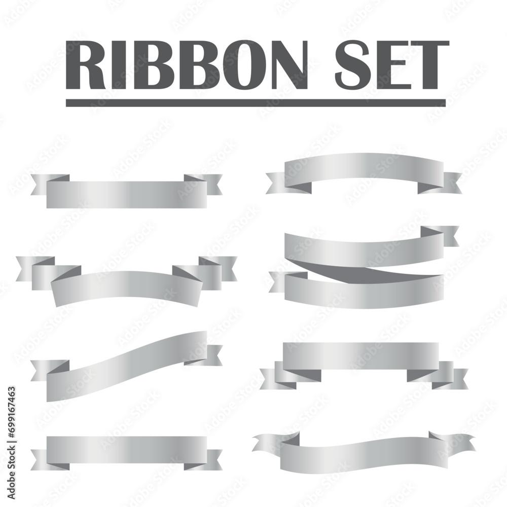Silver ribbon set. EPS vector illustration Silver ribbon set. EPS vector illustration