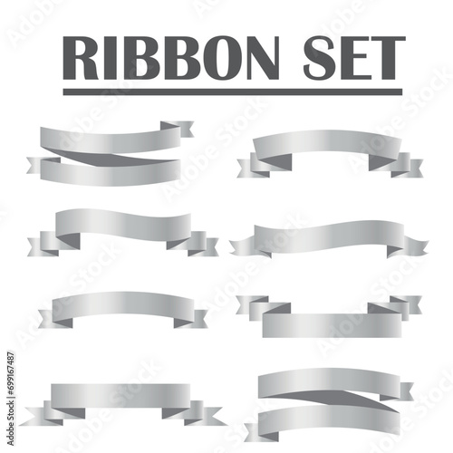 Silver ribbon set. EPS vector illustration