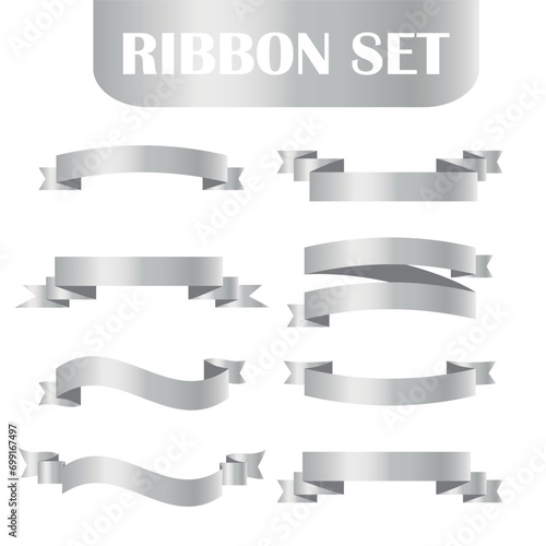 Silver ribbon set. EPS vector illustration