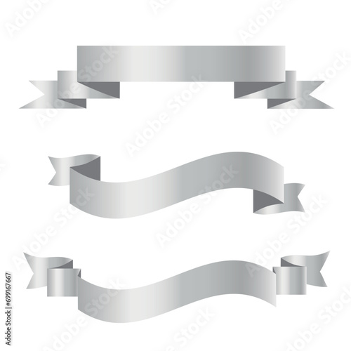 Silver ribbon set. EPS vector illustration