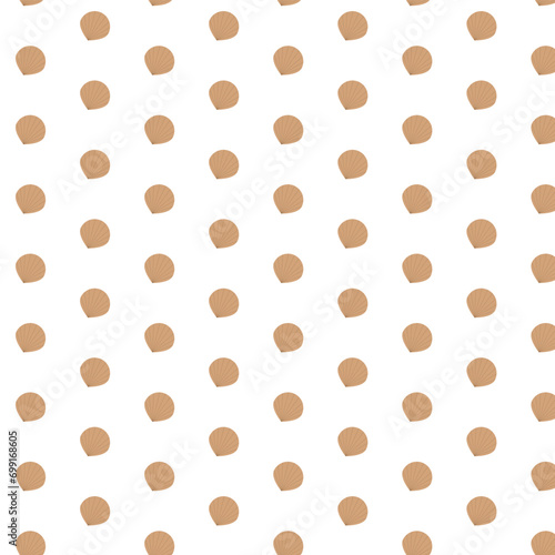Seashell seamless pattern. Clams background, seashells print. Sea and ocean shells, summer wallpaper with coral.
