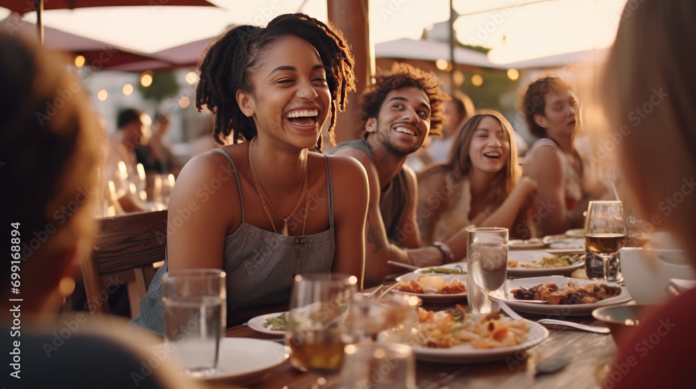 Gather with friends at an outdoor restaurant Gather with friends at an outdoor restaurant