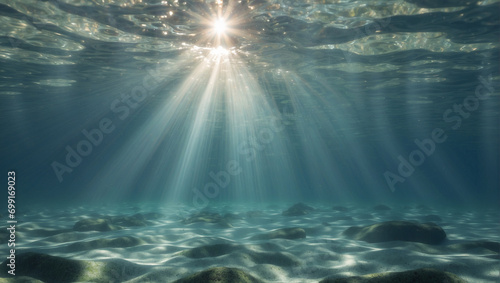 The sunlight penetrates under the water