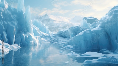 melting glacier, symbolizing the consequences of global warming generative ai