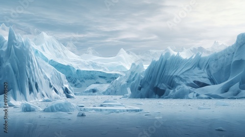 melting glacier, symbolizing the consequences of global warming generative ai