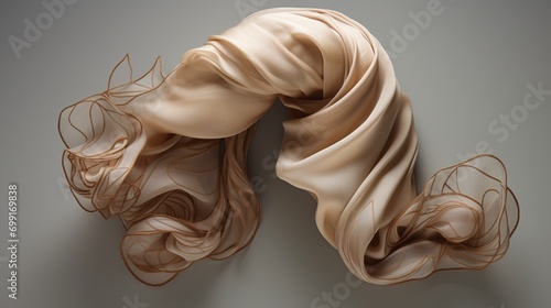 A silken hair scarf folded intricately.