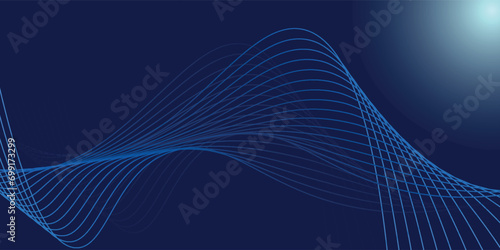 Abstract blue technology background with wave line particle elements. vector illustration