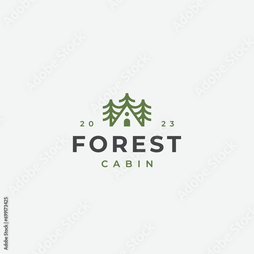 Forest cabin logo design template