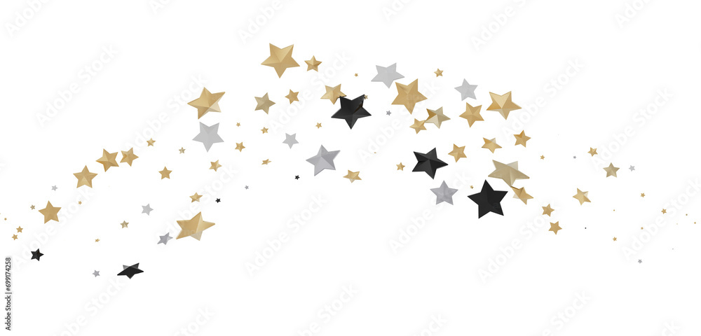 Obraz premium XMAS Stars - Holiday golden decoration, glitter frame isolated -