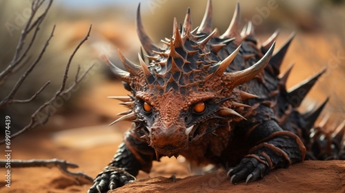A thorny devil lizard  its spiky appearance a marvel of desert adaptation.