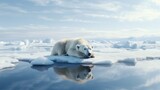 polar bear on a melting ice floe, symbolizing climate change effects generative ai