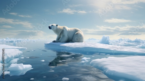 polar bear on a melting ice floe  symbolizing climate change effects generative ai