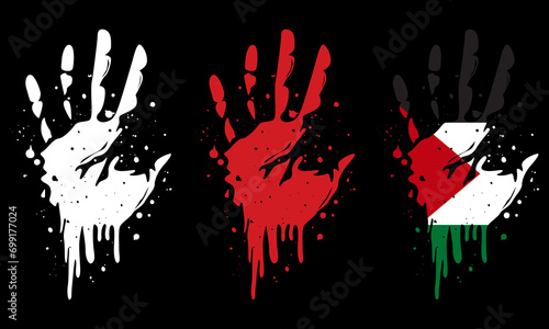 Palm print silhouette. Bloody hand prints