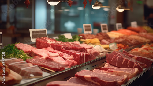 Close-up of the meat counter