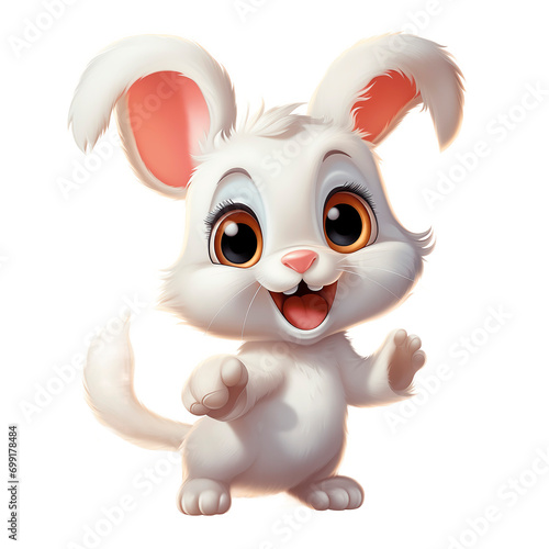 Rabbit with flower on isolated background  PNG