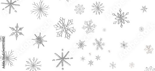 Magical Snowfall  Brilliant 3D Illustration Showcasing Descending Christmas Snowflakes