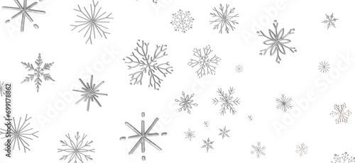 Magical Snowfall: Brilliant 3D Illustration Showcasing Descending Christmas Snowflakes