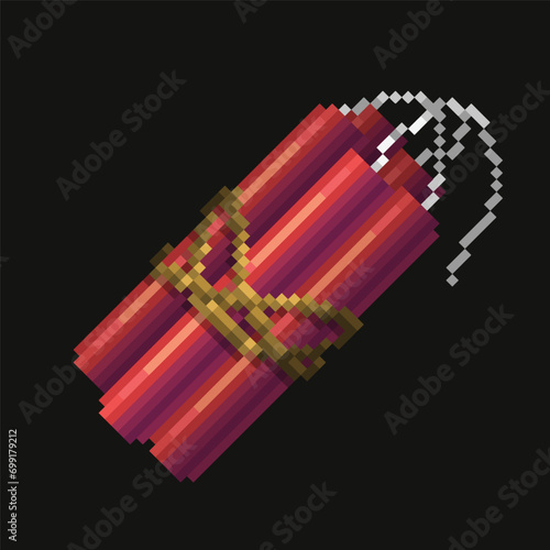 Editable pixelated vector of Dynamite illustration, good for sticker, clip art, logo, icon, game asset, sign system, etc photo