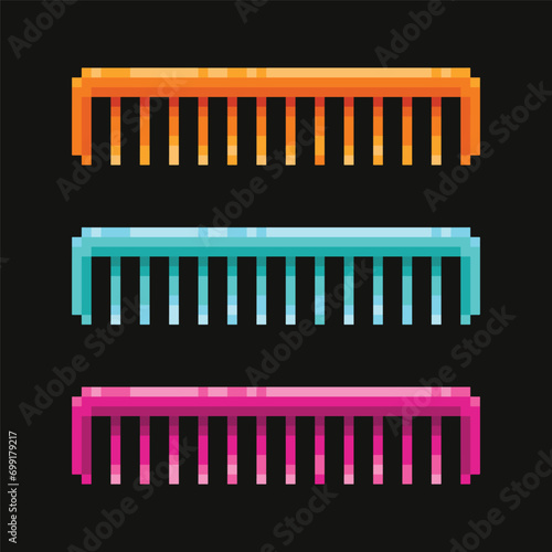 Editable pixelated vector of Hair Comb illustration, good for sticker, clip art, logo, icon, game asset, sign system, etc