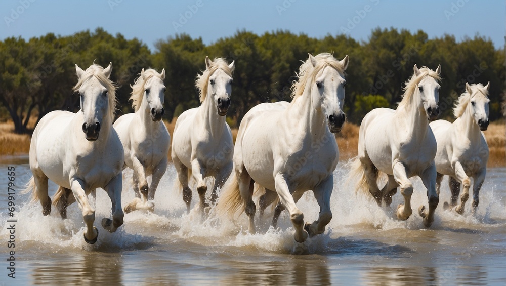 Fototapeta premium horses in the water