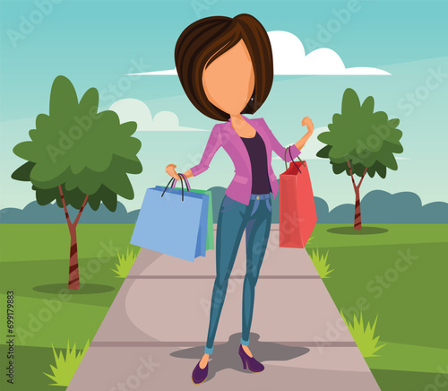 Brunnete girl holding a lot of shopping bags