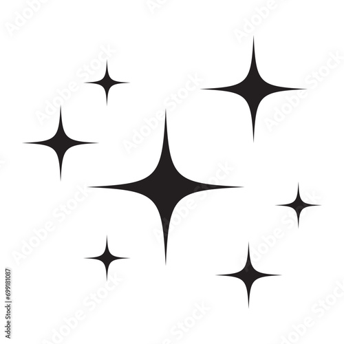 shine icon and clean star icon isolated on white background