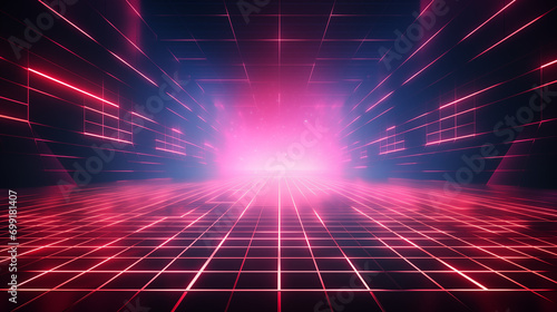 Abstract retro 80s sci-fi grid futuristic background, Ai generated image