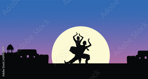 classical dance of female silhouettes