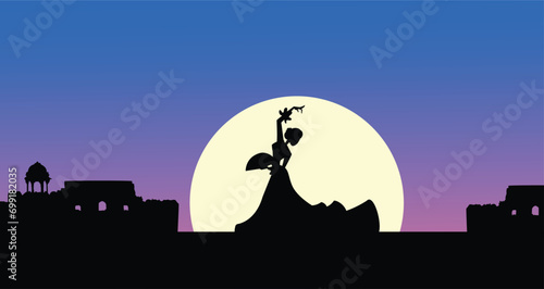 classical dance of female silhouettes