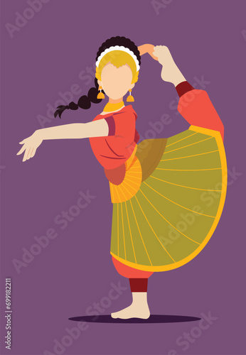 Graceful Bharatanatyam dancer with different mudras  graphic illustration