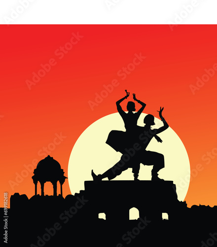 classical dance of female silhouettes