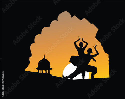 classical dance of female silhouettes